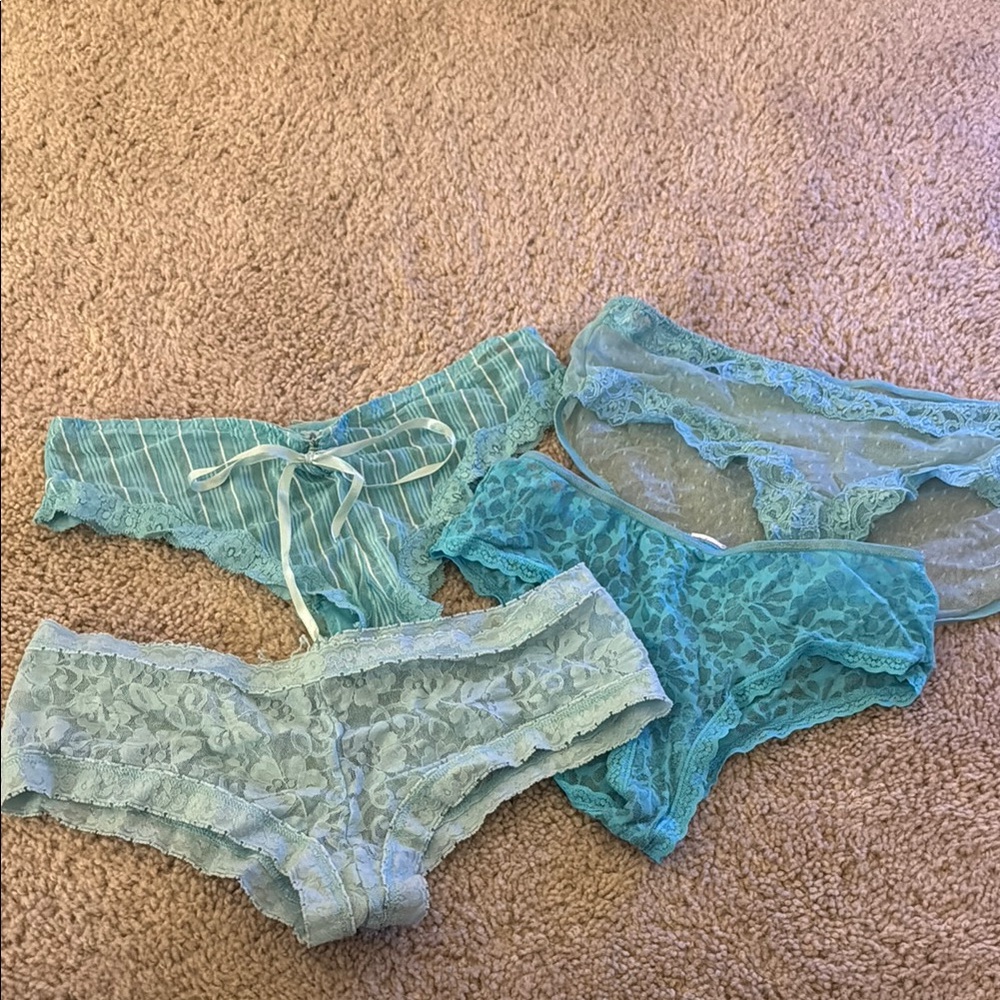 Women's Lace Panty Set - Blue and Green